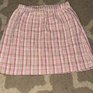 SHEIN Pink and White A-Line Pleated Skirt